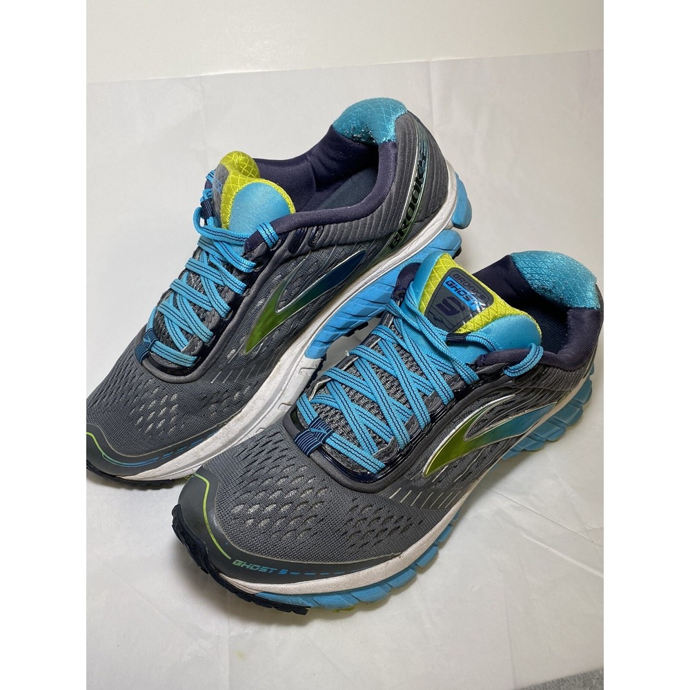 Brooks Women's Ghost 9 Tennis Shoes, Gray and Blue Size 9 Medium‎ (B) (C562)